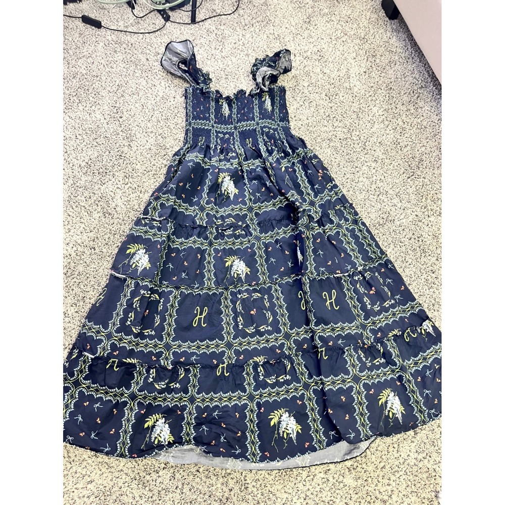 Hill House Home Ellie Nap Dress M Pastel Trellis Smocked Cotton Midi Dress - Picture 11 of 12